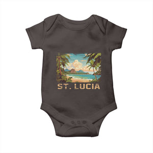 Saint Lucia Baby Onesie St. Lucia Beach Trip TS09 Dark Chocolate Print Your Wear