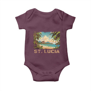 Saint Lucia Baby Onesie St. Lucia Beach Trip TS09 Maroon Print Your Wear