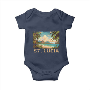 Saint Lucia Baby Onesie St. Lucia Beach Trip TS09 Navy Print Your Wear