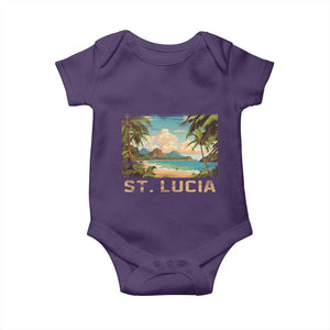 Saint Lucia Baby Onesie St. Lucia Beach Trip TS09 Purple Print Your Wear