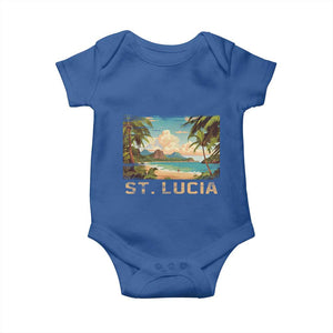 Saint Lucia Baby Onesie St. Lucia Beach Trip TS09 Royal Blue Print Your Wear