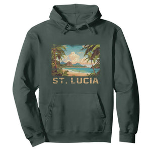 Saint Lucia Hoodie St. Lucia Beach Trip TS09 Dark Forest Green Print Your Wear