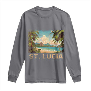 Saint Lucia Long Sleeve Shirt St. Lucia Beach Trip TS09 Charcoal Print Your Wear