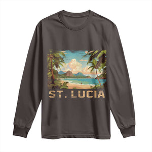 Saint Lucia Long Sleeve Shirt St. Lucia Beach Trip TS09 Dark Chocolate Print Your Wear