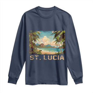 Saint Lucia Long Sleeve Shirt St. Lucia Beach Trip TS09 Navy Print Your Wear