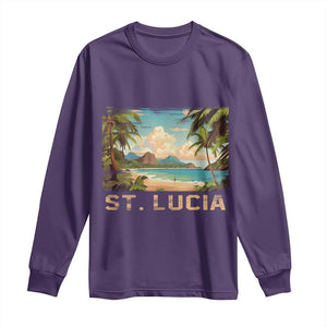 Saint Lucia Long Sleeve Shirt St. Lucia Beach Trip TS09 Purple Print Your Wear