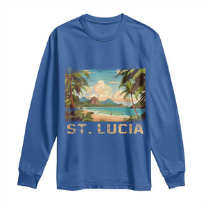 Saint Lucia Long Sleeve Shirt St. Lucia Beach Trip TS09 Royal Blue Print Your Wear