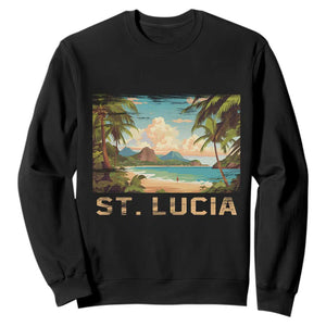 Saint Lucia Sweatshirt St. Lucia Beach Trip TS09 Black Print Your Wear