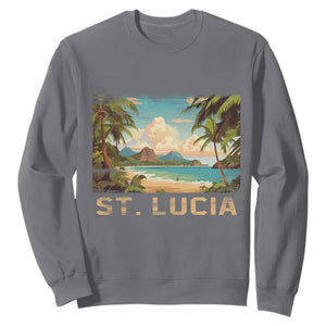 Saint Lucia Sweatshirt St. Lucia Beach Trip TS09 Charcoal Print Your Wear