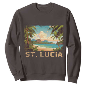 Saint Lucia Sweatshirt St. Lucia Beach Trip TS09 Dark Chocolate Print Your Wear