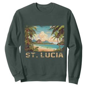 Saint Lucia Sweatshirt St. Lucia Beach Trip TS09 Dark Forest Green Print Your Wear