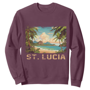 Saint Lucia Sweatshirt St. Lucia Beach Trip TS09 Maroon Print Your Wear