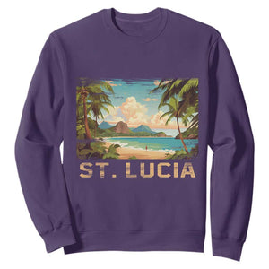 Saint Lucia Sweatshirt St. Lucia Beach Trip TS09 Purple Print Your Wear