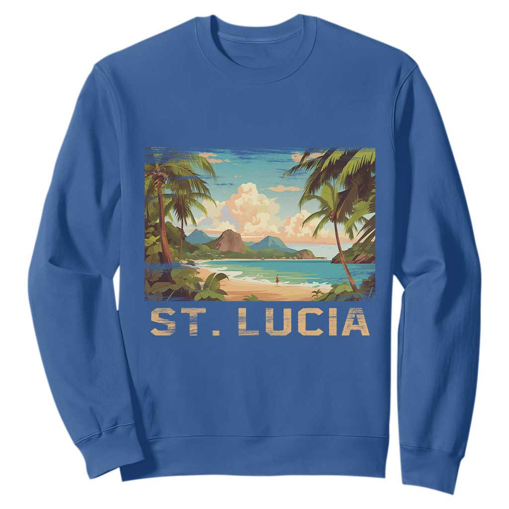 Saint Lucia Sweatshirt St. Lucia Beach Trip TS09 Royal Blue Print Your Wear