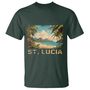 Saint Lucia T Shirt St. Lucia Beach Trip TS09 Dark Forest Green Print Your Wear