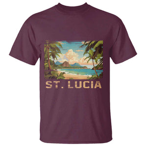 Saint Lucia T Shirt St. Lucia Beach Trip TS09 Maroon Print Your Wear