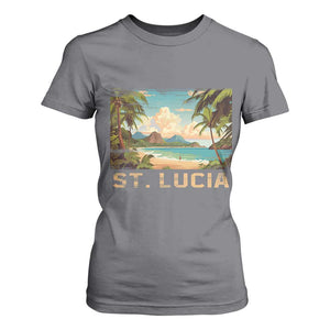 Saint Lucia T Shirt For Women St. Lucia Beach Trip TS09 Charcoal Print Your Wear