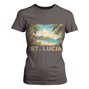 Saint Lucia T Shirt For Women St. Lucia Beach Trip TS09 Dark Chocolate Print Your Wear