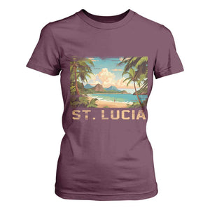 Saint Lucia T Shirt For Women St. Lucia Beach Trip TS09 Maroon Print Your Wear