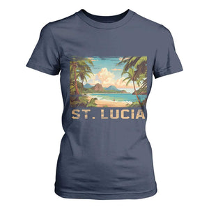 Saint Lucia T Shirt For Women St. Lucia Beach Trip TS09 Navy Print Your Wear