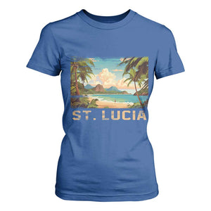 Saint Lucia T Shirt For Women St. Lucia Beach Trip TS09 Royal Blue Print Your Wear