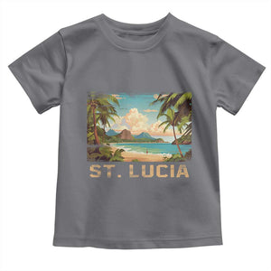 Saint Lucia Toddler T Shirt St. Lucia Beach Trip TS09 Charcoal Print Your Wear