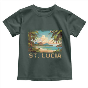 Saint Lucia Toddler T Shirt St. Lucia Beach Trip TS09 Dark Forest Green Print Your Wear