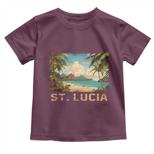 Saint Lucia Toddler T Shirt St. Lucia Beach Trip TS09 Maroon Print Your Wear