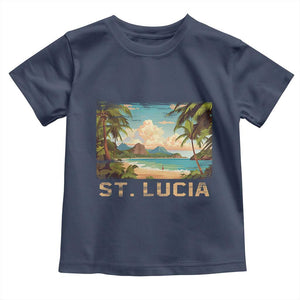 Saint Lucia Toddler T Shirt St. Lucia Beach Trip TS09 Navy Print Your Wear