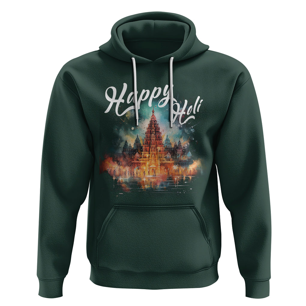 Happy Holi Hoodie Colors India Hindu Spring TS09 Dark Forest Green Printyourwear