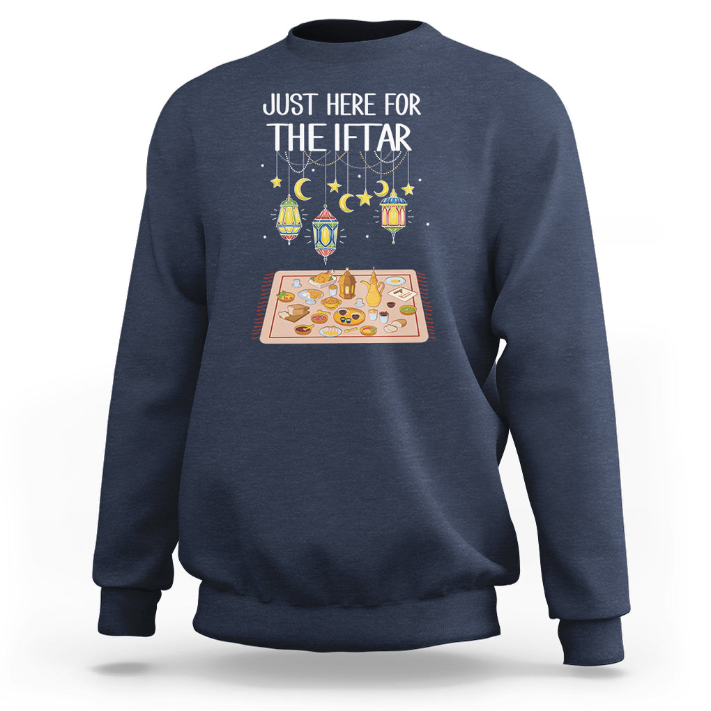 Ramadan Sweatshirt Just Here For The Iftar Islam Islamic TS09 Navy Printyourwear