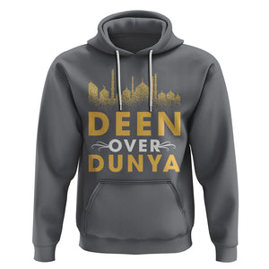 Islam Hoodie Deen Over Dunya Islamic Muslim TS09 Charcoal Printyourwear