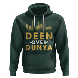 Islam Hoodie Deen Over Dunya Islamic Muslim TS09 Dark Forest Green Printyourwear