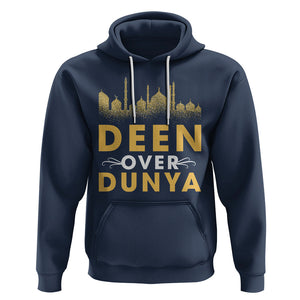 Islam Hoodie Deen Over Dunya Islamic Muslim TS09 Navy Printyourwear