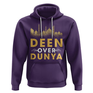 Islam Hoodie Deen Over Dunya Islamic Muslim TS09 Purple Printyourwear