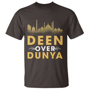 Islam T Shirt Deen Over Dunya Islamic Muslim TS09 Dark Chocolate Printyourwear