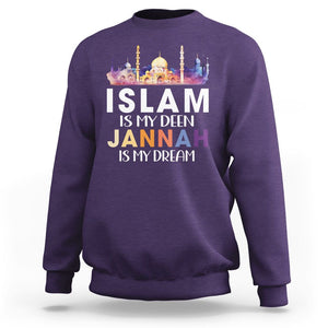 Islamic Sweatshirt Islam Is My Deen Jannah Is My Dream Muslim TS09 Purple Printyourwear