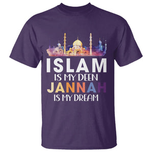 Islamic T Shirt Islam Is My Deen Jannah Is My Dream Muslim TS09 Purple Printyourwear