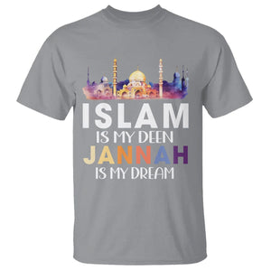 Islamic T Shirt Islam Is My Deen Jannah Is My Dream Muslim TS09 Sport Gray Printyourwear