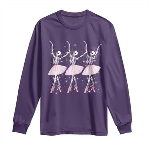 Funny Halloween Skeleton Ballet Dancing Ballerina Long Sleeve Shirt TS09 Purple Print Your Wear