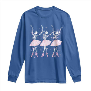 Funny Halloween Skeleton Ballet Dancing Ballerina Long Sleeve Shirt TS09 Royal Blue Print Your Wear