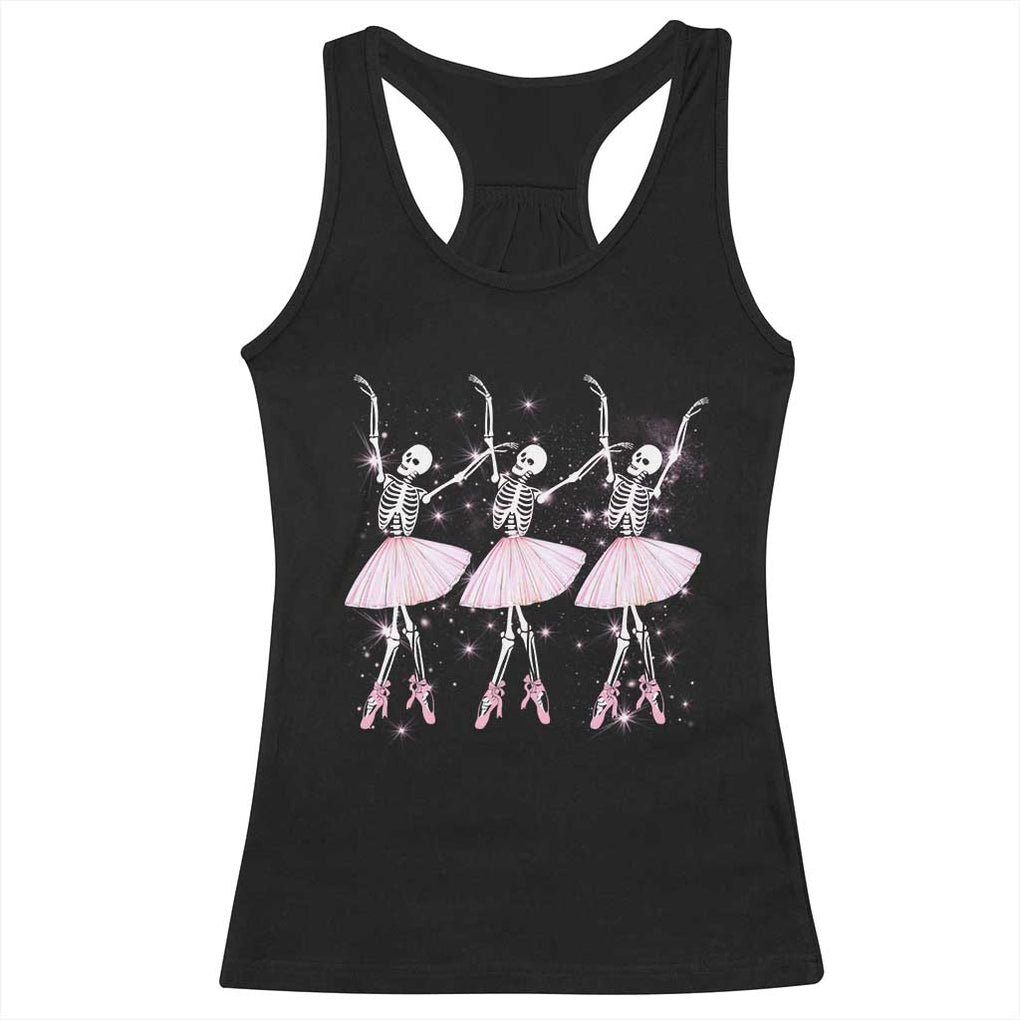 Funny Halloween Skeleton Ballet Dancing Ballerina Racerback Tank Top TS09 Black Print Your Wear