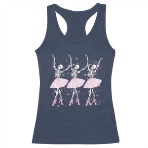 Funny Halloween Skeleton Ballet Dancing Ballerina Racerback Tank Top TS09 Navy Print Your Wear