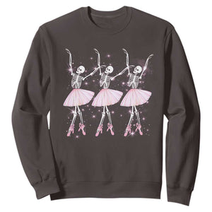 Funny Halloween Skeleton Ballet Dancing Ballerina Sweatshirt TS09 Dark Chocolate Print Your Wear