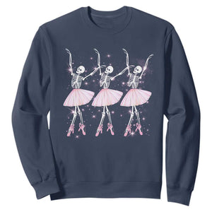 Funny Halloween Skeleton Ballet Dancing Ballerina Sweatshirt TS09 Navy Print Your Wear