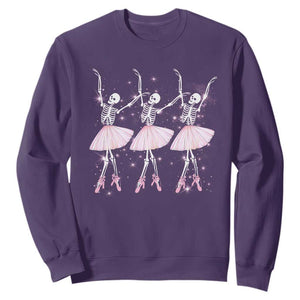 Funny Halloween Skeleton Ballet Dancing Ballerina Sweatshirt TS09 Purple Print Your Wear