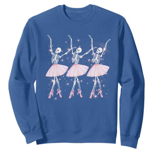 Funny Halloween Skeleton Ballet Dancing Ballerina Sweatshirt TS09 Royal Blue Print Your Wear