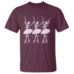 Funny Halloween Skeleton Ballet Dancing Ballerina T Shirt TS09 Maroon Print Your Wear