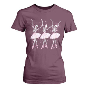 Funny Halloween Skeleton Ballet Dancing Ballerina T Shirt For Women TS09 Maroon Print Your Wear