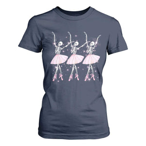 Funny Halloween Skeleton Ballet Dancing Ballerina T Shirt For Women TS09 Navy Print Your Wear